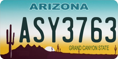 AZ license plate ASY3763