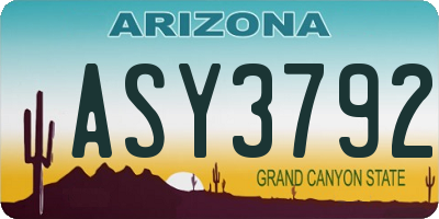 AZ license plate ASY3792