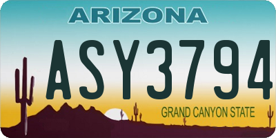 AZ license plate ASY3794