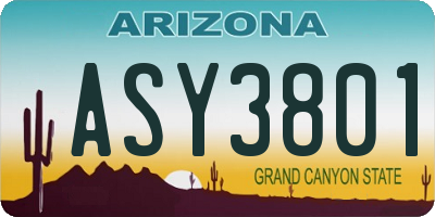 AZ license plate ASY3801