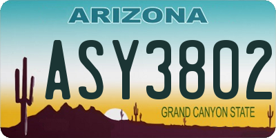 AZ license plate ASY3802