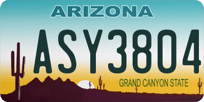 AZ license plate ASY3804
