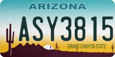 AZ license plate ASY3815
