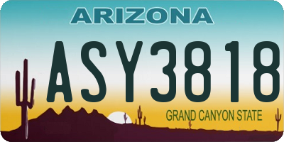 AZ license plate ASY3818