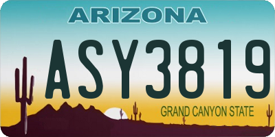 AZ license plate ASY3819