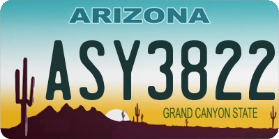 AZ license plate ASY3822