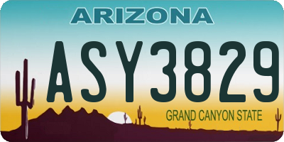 AZ license plate ASY3829