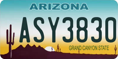 AZ license plate ASY3830