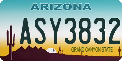 AZ license plate ASY3832