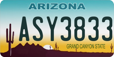 AZ license plate ASY3833