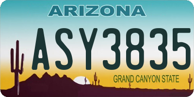 AZ license plate ASY3835