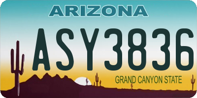 AZ license plate ASY3836