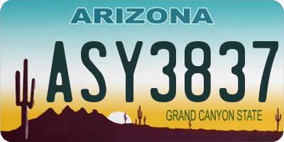 AZ license plate ASY3837