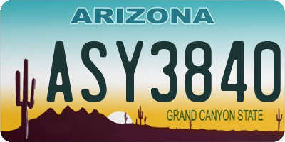 AZ license plate ASY3840