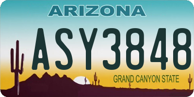 AZ license plate ASY3848