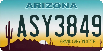 AZ license plate ASY3849