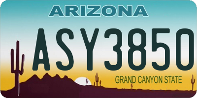 AZ license plate ASY3850