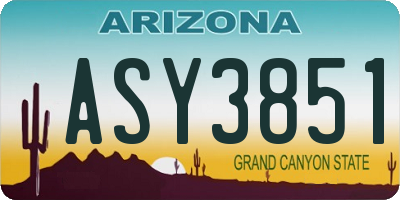 AZ license plate ASY3851