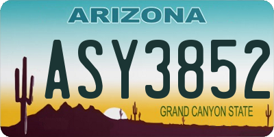 AZ license plate ASY3852