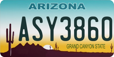 AZ license plate ASY3860