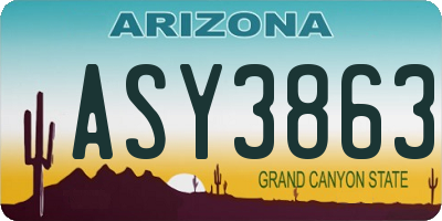 AZ license plate ASY3863