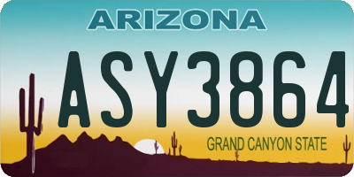 AZ license plate ASY3864
