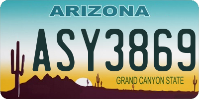 AZ license plate ASY3869