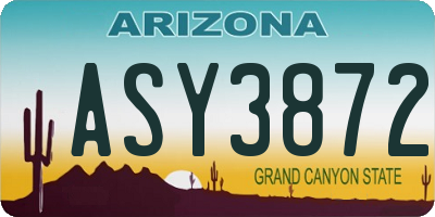 AZ license plate ASY3872