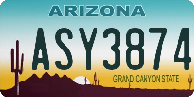 AZ license plate ASY3874
