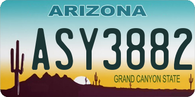 AZ license plate ASY3882