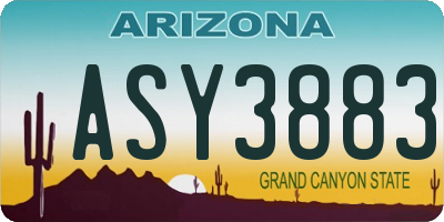 AZ license plate ASY3883