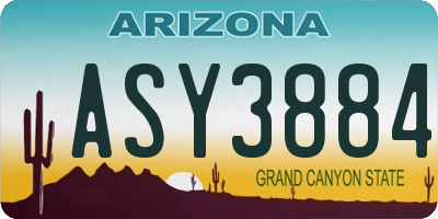 AZ license plate ASY3884