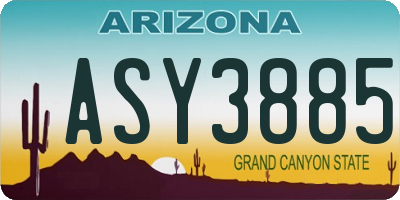 AZ license plate ASY3885