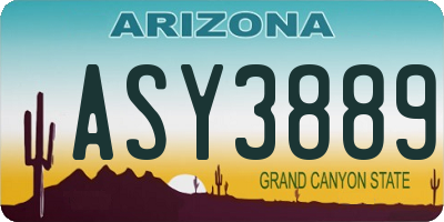 AZ license plate ASY3889