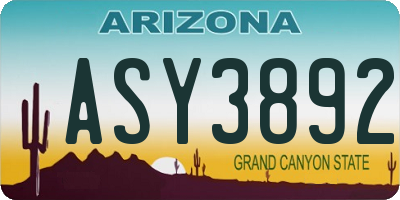 AZ license plate ASY3892