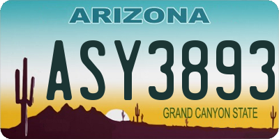 AZ license plate ASY3893