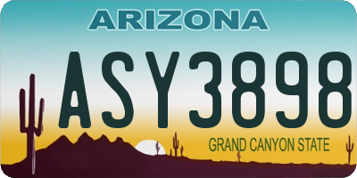 AZ license plate ASY3898