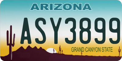 AZ license plate ASY3899