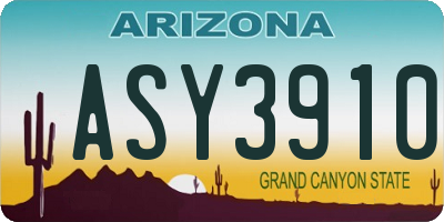 AZ license plate ASY3910