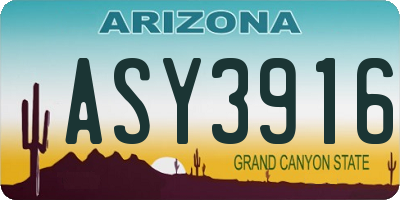 AZ license plate ASY3916
