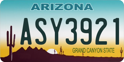 AZ license plate ASY3921