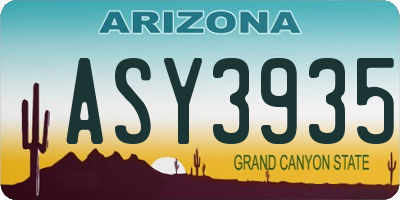AZ license plate ASY3935