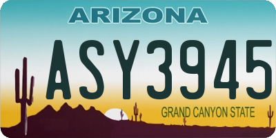 AZ license plate ASY3945