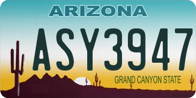 AZ license plate ASY3947