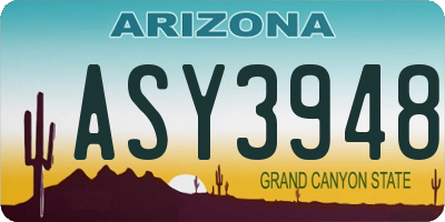 AZ license plate ASY3948