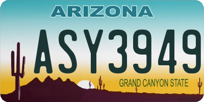 AZ license plate ASY3949
