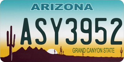 AZ license plate ASY3952