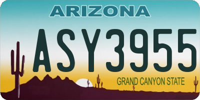 AZ license plate ASY3955