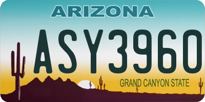 AZ license plate ASY3960