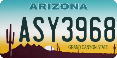 AZ license plate ASY3968